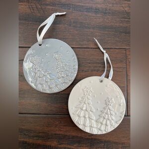 Temp-Tations Gray and White Holiday Ornaments or Glazed Ceramic Mug Lids